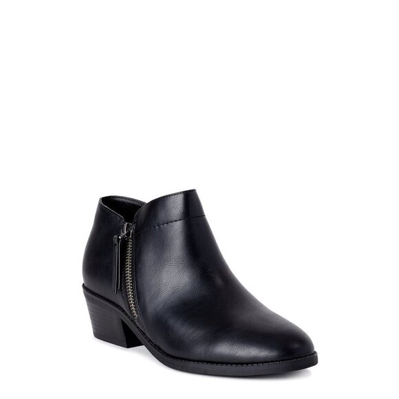 CLOSEOUT Vegan Leather Zipper Detail Ankle Bootie With Memory Foam  Women's Size - Picture 1 of 12